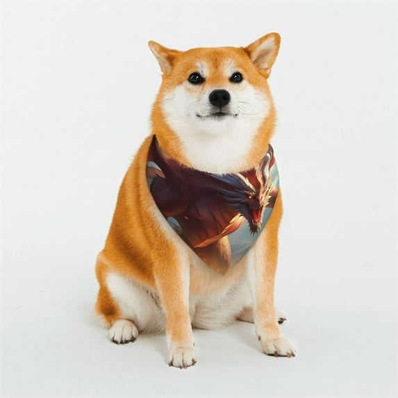 KLL Ferocious Dragon Fury Dog Bandanas,Triangle Reversible Pet Scarf for Small Medium Large and Extra Large Dogs-Medium
