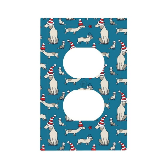 KLL Festive Dachshund Fun Pattern Electrical Outlet Covers, 3" x 5" 1 Pack Electric Receptacle Plug Covers for Decorator Receptacle Outlet & Switch-Style S