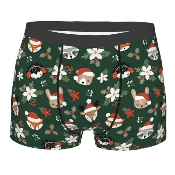 KLL Festive Forest Friends Men's Cotton Boxer Briefs Underwear-Small
