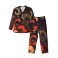 thumbnail image 1 of KLL Fiery Floral Pattern Sleepwear Mens Flannel Pajamas,Long Cotton Pj Set, 1 of 7
