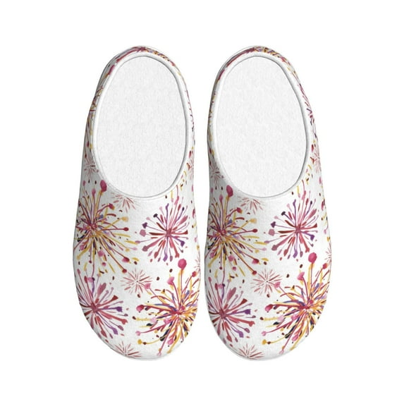 KLL Fireworks Pattern Adult Unisex Cozy Slippers,Fuzzy Slip-on Slippers TPR Sole Slippers Comfort Plush Home Footwear for Indoor & Outdoor-8