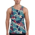 thumbnail image 1 of KLL Fish In The Wave Print Men's Muscle Gym Workout Stringer Tank Tops Bodybuilding Fitness T-Shirts Tank Tops Men-4X-Large, 1 of 7