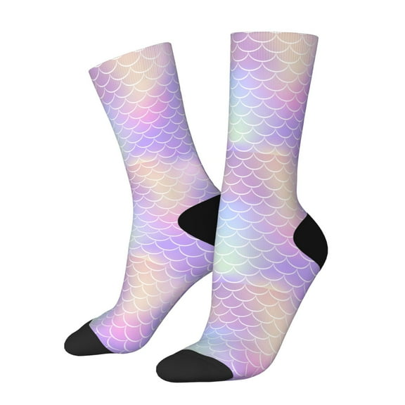 KLL Fish Scale1 Print Cool Socks Men's Women's Crew Socks Funny Crazy Novelty Stockings