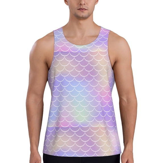 KLL Fish Scale1 Print Men's Muscle Gym Workout Stringer Tank Tops Bodybuilding Fitness T-Shirts Tank Tops Men-3X-Large