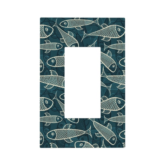 KLL Fish Style Pattern Electrical Outlet Covers, 3" x 5" 1 Pack Electric Receptacle Plug Covers for Decorator Receptacle Outlet & Switch-Style U