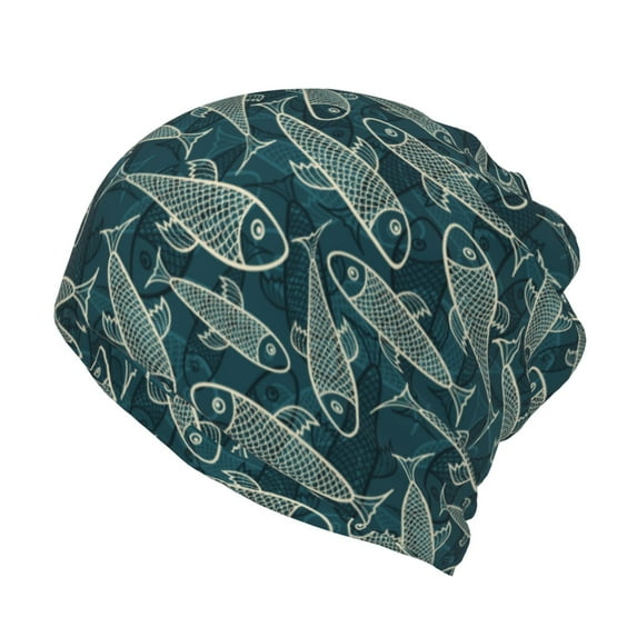 KLL Fish Style Pirnt Wicking Running Beanie Head Wrap Cycling Bandana for Men Women