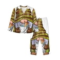 thumbnail image 1 of KLL Fishing Gnome Fisherman Print Women's Long Sleeve Pajamas with Pants Sleepwear Loungewear 2 Set-Medium, 1 of 8