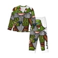 thumbnail image 1 of KLL Fishing Gnome Print Women's Long Sleeve Pajamas with Pants Sleepwear Loungewear 2 Set-X-Large, 1 of 7