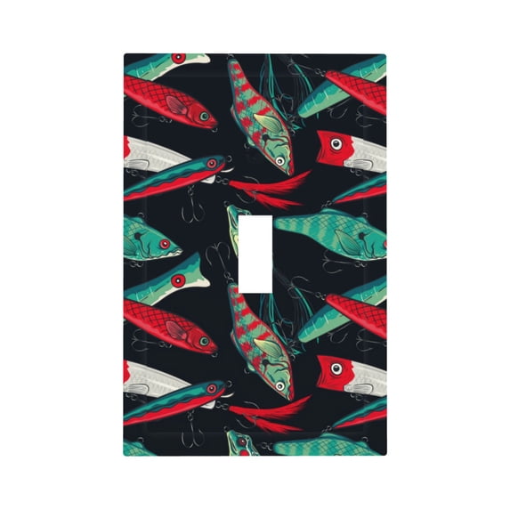 KLL Fishing Lure Pattern Electrical Outlet Covers, 3" x 5" 1 Pack Electric Receptacle Plug Covers for Decorator Receptacle Outlet & Switch-Style T