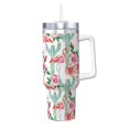 thumbnail image 1 of KLL Flamingo Flower Print 40oz Stainless Steel Insulated Car Cup Coffee Mug with Spillproof Lid - Keep Your Drink Hot or Cold on the Go, 1 of 8