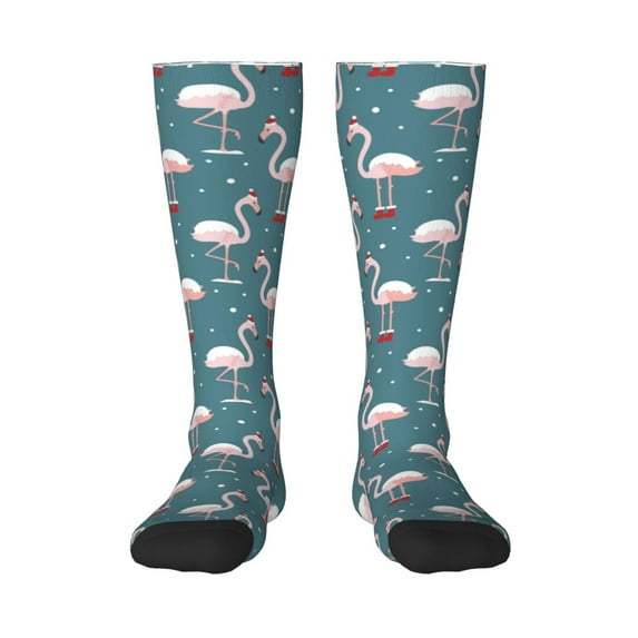 KLL Flamingo Print Cool Socks Men's Women's Crew Socks Funny Crazy Novelty Stockings