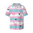thumbnail image 1 of KLL Flamingo1 Print Men's Shirt Short Sleeve Button Down Summer Cuba Beach Shirts- Large, 1 of 7