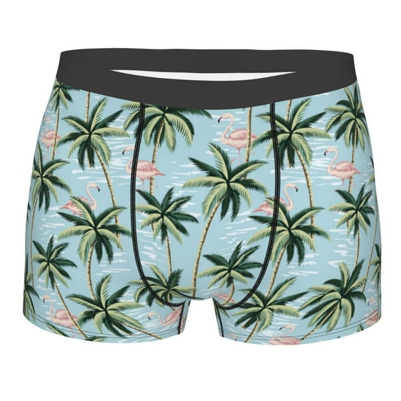 KLL Flamingos And Palms Men's Cotton Boxer Briefs Underwear-XX-Large