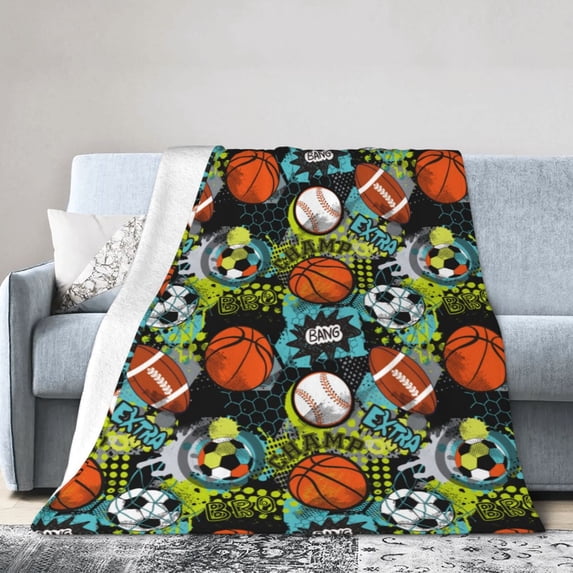 KLL Fleece Blanket Plush Throw Blanket Balls ,Soft Fuzzy Cozy Flannel Blanket for Couch Sofa Bed.(50"x40" )