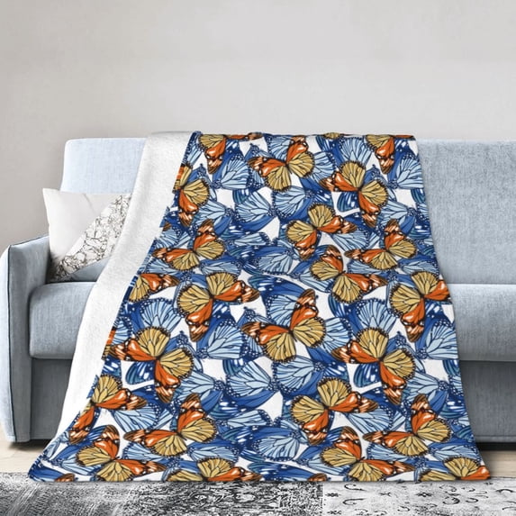 KLL Fleece Blanket Plush Throw Blanket Colorful Butterfly1 ,Soft Fuzzy Cozy Flannel Blanket for Couch Sofa Bed.(60"x50" )