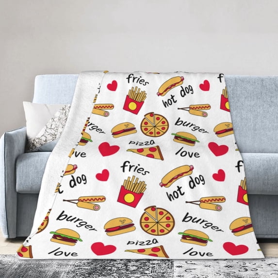 KLL Fleece Blanket Plush Throw Blanket Fast Food ,Soft Fuzzy Cozy Flannel Blanket for Couch Sofa Bed.(60"x50" )