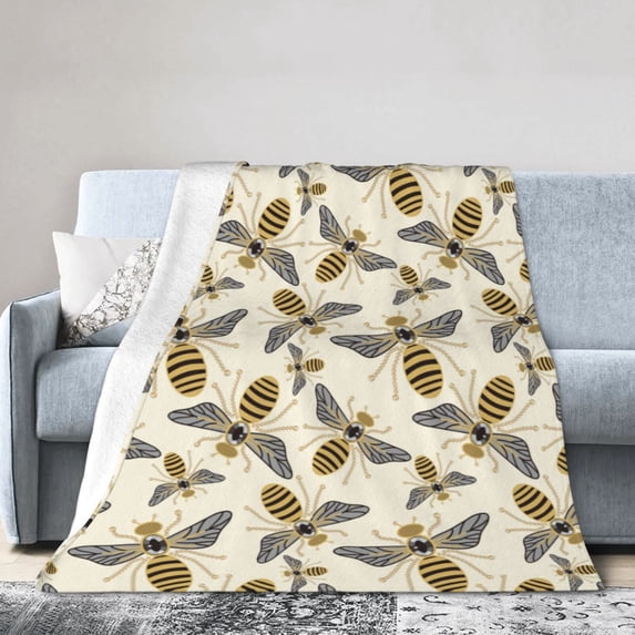 KLL Fleece Blanket Plush Throw Blanket Flying Bees1 ,Soft Fuzzy Cozy Flannel Blanket for Couch Sofa Bed.(50"x40" )