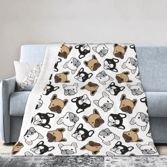 KLL Fleece Blanket Plush Throw Blanket French Bulldog3 ,Soft Fuzzy Cozy Flannel Blanket for Couch Sofa Bed.(80"x60" )