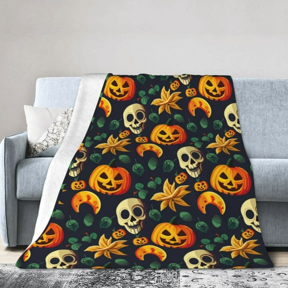 KLL Fleece Blanket Plush Throw Blanket Halloween Skull ,Soft Fuzzy Cozy Flannel Blanket for Couch Sofa Bed.(40"x30" )