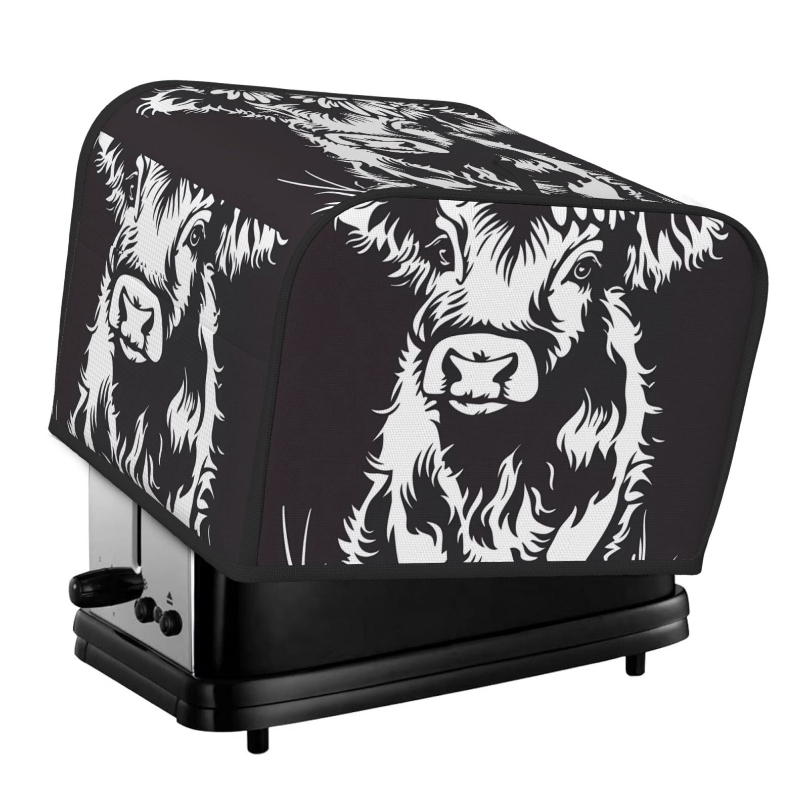 KLL Floral Cow Silhouette Print 4 Slice Toaster Dust Covers Kitchen ...