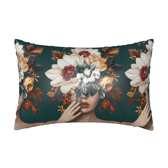 KLL Floral Head Dreamscape Pattern Silk Pillowcase for Hair and Skin Standard Size 20"X 30" Soft Breathable Pillow Covers for Sleeping