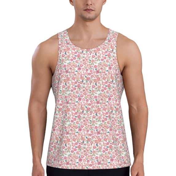 KLL Floral Retro Style Print Men's Muscle Gym Workout Stringer Tank Tops Bodybuilding Fitness T-Shirts Tank Tops Men-3X-Large