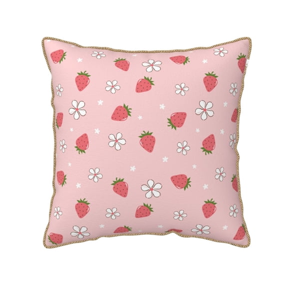 KLL Floral Strawberr Decorative Throw Pillow Covers Velvet Soft for Couch Sofa Bedroom Living Room Outdoor (No pillow core)- 18"x18"