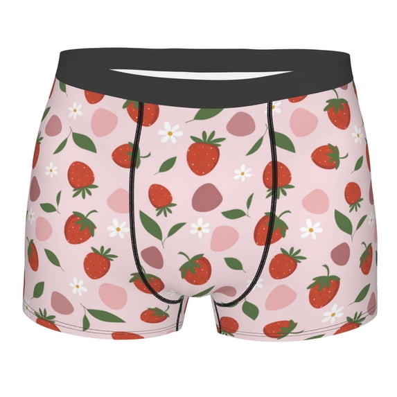 KLL Floral Strawberr Men's Cotton Boxer Briefs Underwear-Medium