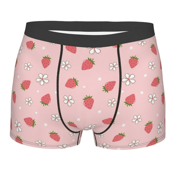 KLL Floral Strawberr Men's Cotton Boxer Briefs Underwear-Small