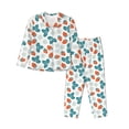 thumbnail image 1 of KLL Floral Strawberr Print Women's Long Sleeve Pajamas with Pants Sleepwear Loungewear 2 Set-X-Large, 1 of 7