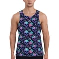 thumbnail image 1 of KLL Flower Blue Skull Print Men's Muscle Gym Workout Stringer Tank Tops Bodybuilding Fitness T-Shirts Tank Tops Men-4X-Large, 1 of 7