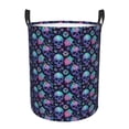 thumbnail image 1 of KLL Flower Blue Skull Waterproof Foldable Laundry Hamper Bucket with Handles for Storage Bin,Kids Room,Home Organizer (Medium ), 1 of 7