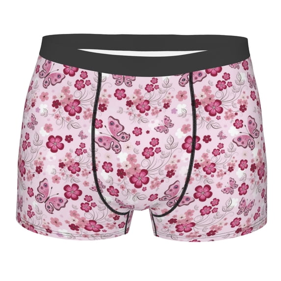KLL Flower Butterfly Men's Cotton Boxer Briefs Underwear-X-Large