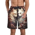 thumbnail image 1 of KLL Flower Cat Couple Men's Casual Summer Beach Shorts Hawaiian Shorts with Pockets-XX-Large, 1 of 5