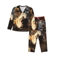 thumbnail image 1 of KLL Flower Crown Dog Print Women's Long Sleeve Pajamas with Pants Sleepwear Loungewear 2 Set-Medium, 1 of 7