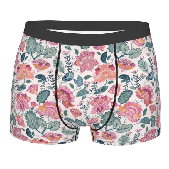 KLL Flower Leaves Men's Cotton Boxer Briefs Underwear-XX-Large