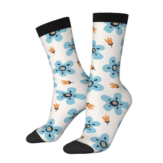KLL Flower Leaves Print Cool Socks Men's Women's Crew Socks Funny Crazy Novelty Stockings