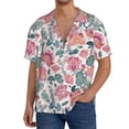 thumbnail image 1 of KLL Flower Leaves Print Men's Shirt Short Sleeve Button Down Summer Cuba Beach Shirts- 4X-Large, 1 of 5