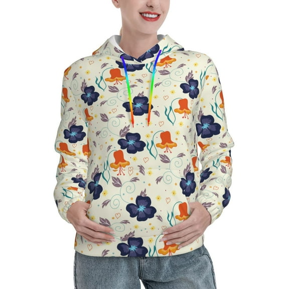 KLL Flower Leaves for Womens Pullover Hoodie with Pocket Hooded Long Sleeve Shirts Sweatshirt for Women-Large