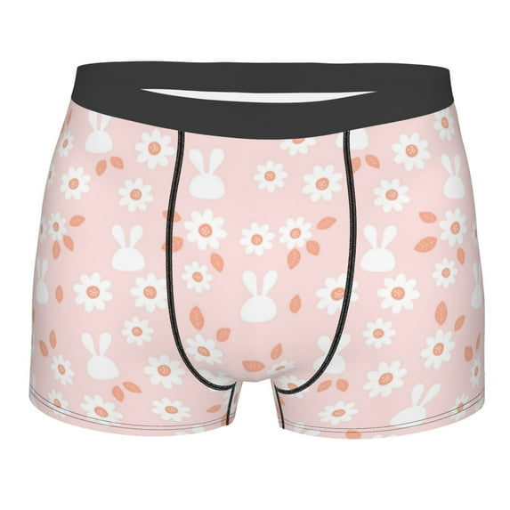 KLL Flower Rabbit Men's Cotton Boxer Briefs Underwear-Large