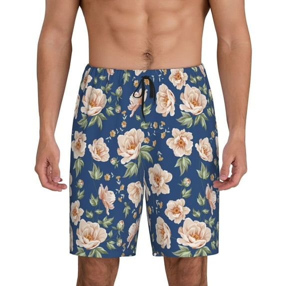 KLL Flower for Men's 1-Pack Shorts,Sleep Pajama Shorts for Men Soft Pj Shorts Men's Pajama Bottoms Sleepwear -Small