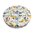 thumbnail image 1 of KLL Flowers Butterfly Round Bar Chair Cushion Cover 14 inch ,Bar Stool Protector with Elastic, Soft Washable, 1 of 6