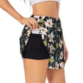 thumbnail image 1 of KLL Flowers Pattern Shorts Women,Athletic Shorts High Waisted Running Shorts Pocket Sporty Short Gym Elastic Workout Shorts-Medium, 1 of 7