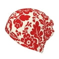 thumbnail image 1 of KLL Flowers Red Beige Pirnt Wicking Running Beanie Head Wrap Cycling Bandana for Men Women, 1 of 8