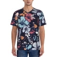 thumbnail image 1 of KLL Flowers ad Butterflies for Men's Baseball Shirts,Short Sleeve Casual Shirts Button Down Shirt for Men Beach Summer Wedding Shirt-3X-Large, 1 of 7
