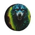 thumbnail image 1 of KLL Fluorescent Wolf Pattern 14-17 inch Spare Tire Cover Universal Wheel Protector for Truck SUV Trailer Camping Rv Tire Covers-15 inch, 1 of 6