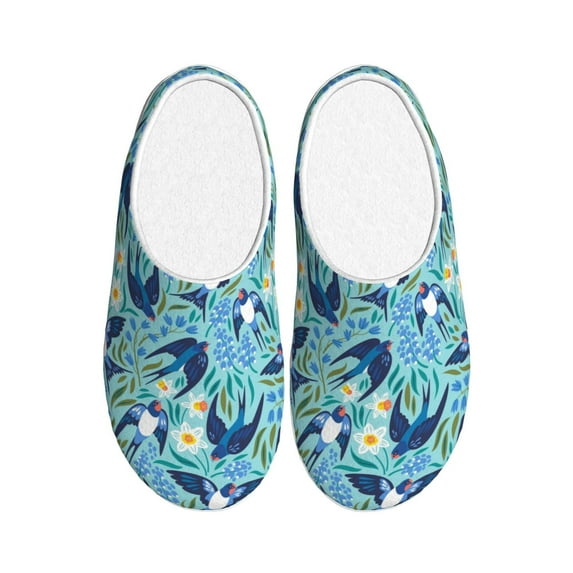 KLL Flying Swallows Pattern Adult Unisex Cozy Slippers,Fuzzy Slip-on Slippers TPR Sole Slippers Comfort Plush Home Footwear for Indoor & Outdoor-11