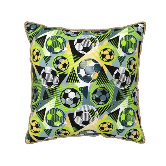 KLL Football Doodle Decorative Throw Pillow Covers Velvet Soft for Couch Sofa Bedroom Living Room Outdoor - 16"x16"
