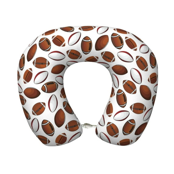 KLL Football Pattern Memory Foam Cervical Neck Pillow Versatile U-Shaped Pillows for Home/Office/Camping/Travelling/Soft Washable Cover