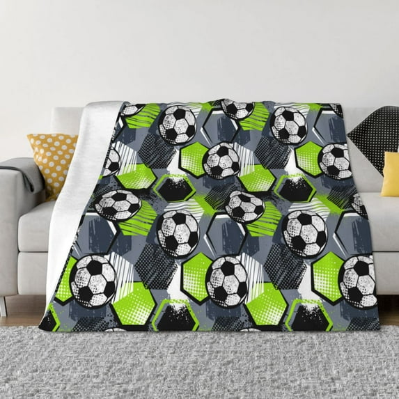 KLL Football Print Fleece Throw Blanket, Horizontal Fleece Bedding Cute Soft Blankets Comfy Fleece Flannel Plush Home Decor for Couch & Bed -50"x40"